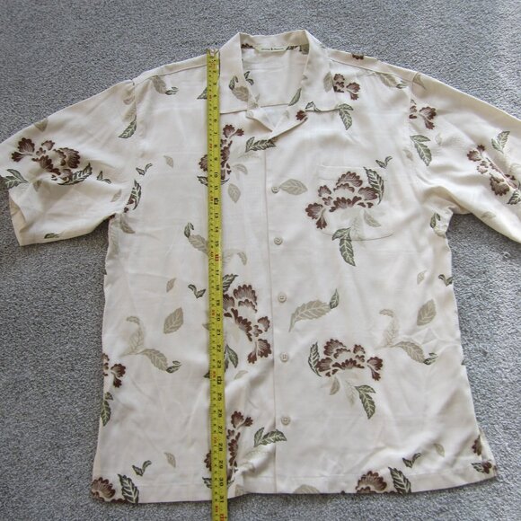 Tommy Bahama Mens Sz Large Leaf Print Tropical Silk Shirt - Picture 8 of 13